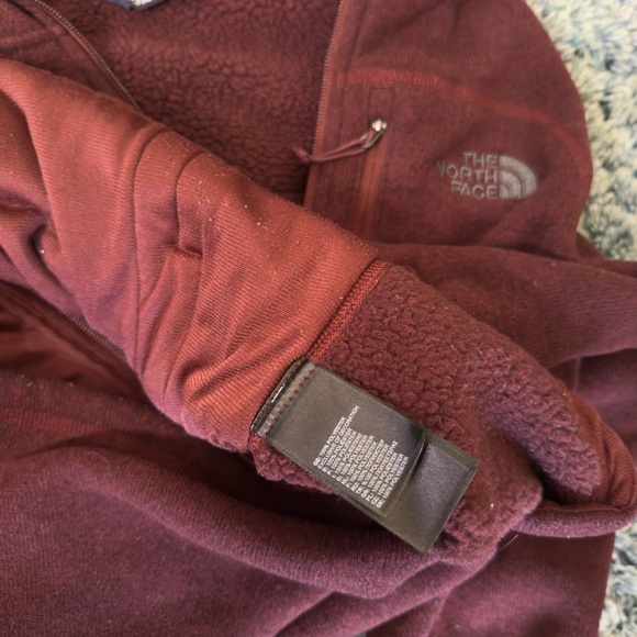 North Face Rare Burgundy Medium Fleece Zip Hoodie Jacket - Picture 6 of 6
